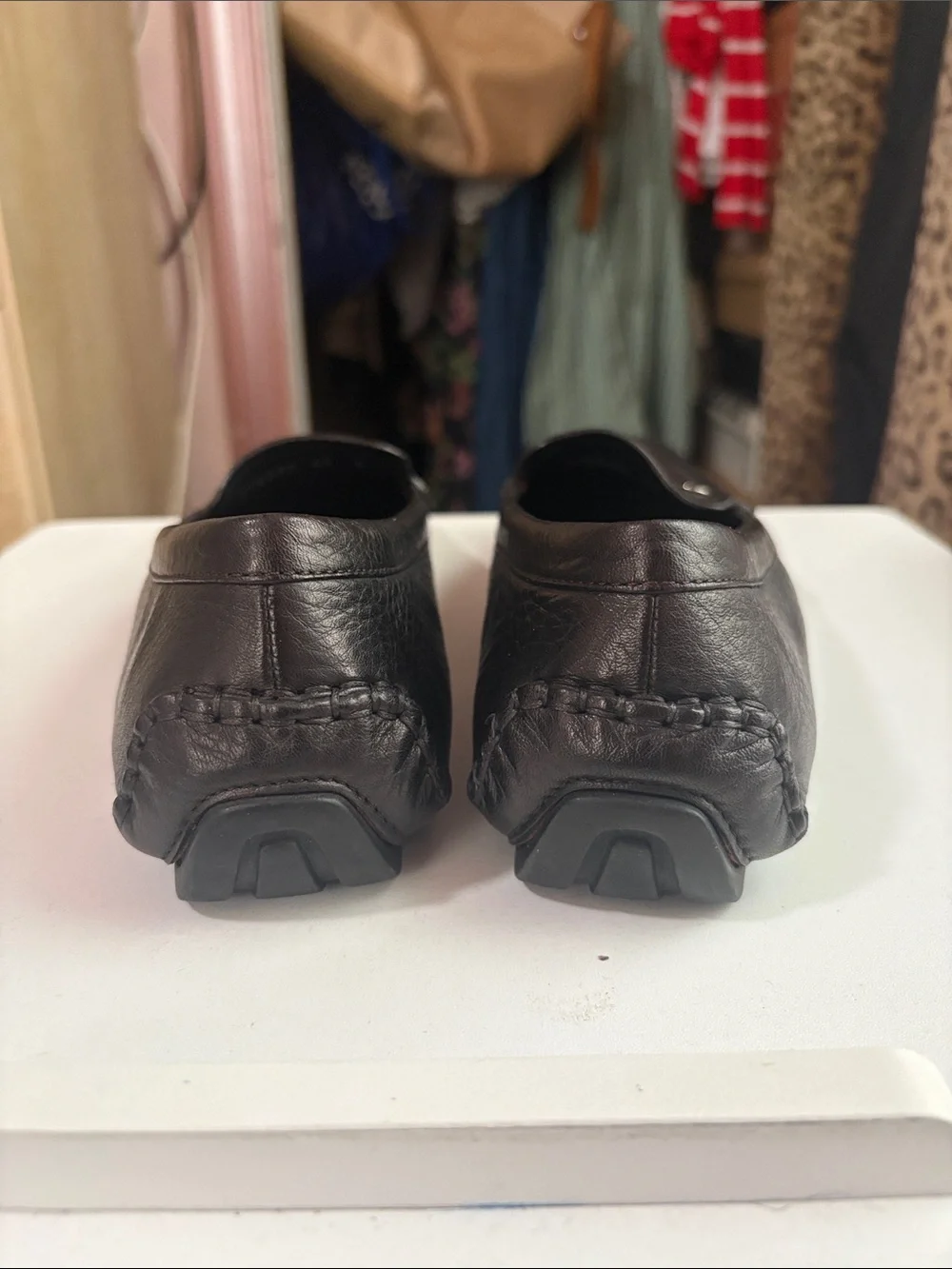 Gucci Black Pebbled Leather Slip-On Loafers with Silver Logo